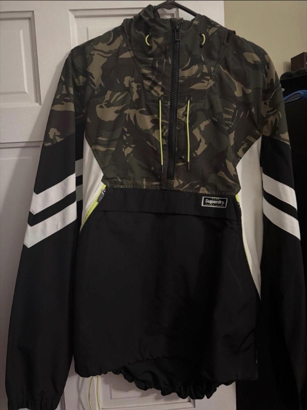 Superdry Black & Olive Camo Hooded Anorak